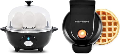 Elite Gourmet EGC-007B - Olla rápida de huevos, 7 huevos, duros, medianos, huevos hervidos suaves, cazadora, tortillera, apagado automático +