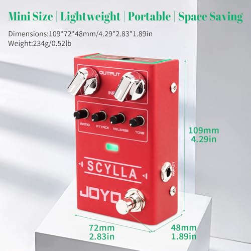 Image of JOYO Bass Compressor Guitar Pedal, Optical Circuit with Attack /Release /Ratio /Tone Control & Bypass (SCYLLA R-27)