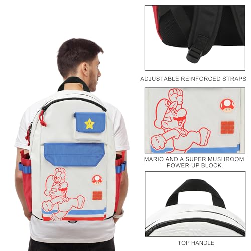 Super Mario Bros Mario Jump Pose 19" White Backpack2