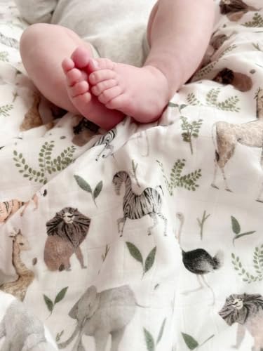 Image of Little Jump Muslin Quilt Toddler Blanket - Silky Soft and Breathable Baby Quilt - Oversized 47 inch x 47 inch - 2 Layers Muslin Baby Blanket for Boy and Girls (Jungle-2)