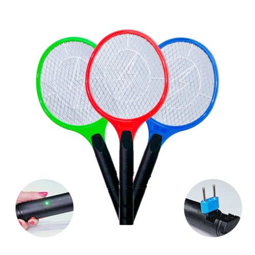 Kit 3 Raquete Elétrica Mata Mosquito, Recarregável, Bivolt 110v/220v