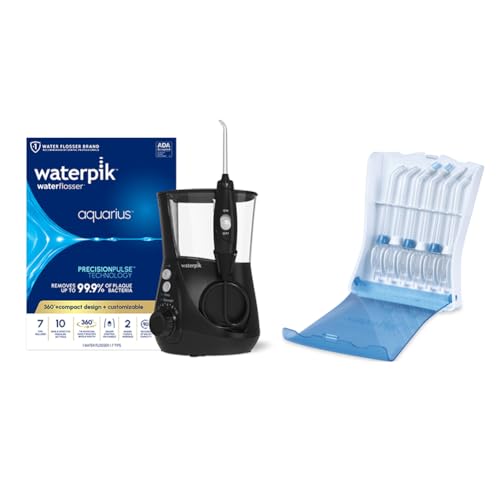 Bundle with Waterpik Aquarius Water Flosser, Black WP-662 with Convenient, Hygienic and Sturdy Tip Storage Case with 6 Replacement Flossing Tips, Electric Dental Countertop Professional Oral Irrigator -  ecc603ab-aefc-4da7-8491-f6553b978ebc