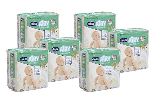 Chicco Airy Maxi Ultra Fit & Dry Pañales para Bebé Talla 4, Paquete de 114 Pañales para Niños de 7 a 18 kg Anatómicos y Transpirables, Cierre Elástica Antipérdida, 19 x 6