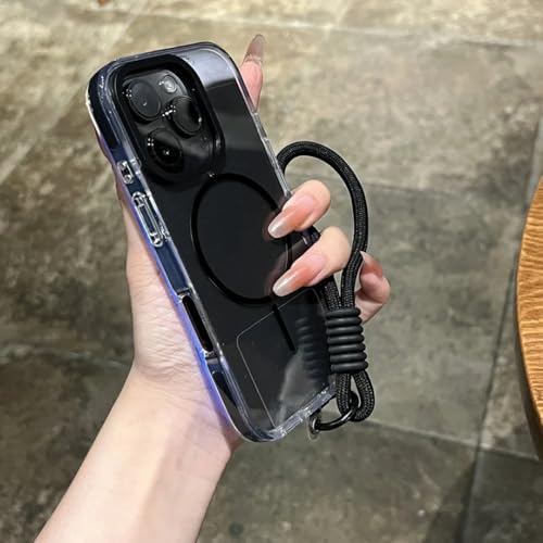Étui de téléphone magnétique transparent iPhone 16 Pro antichoc noir