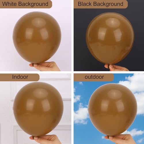 Image of RUBFAC Brown Balloons 129pcs Different Sizes Pack of 18 12 10 5 Inch, Latex Boho Neutral Coffee Tan Balloon Garland Arch Kit for Safari Baby Shower Decorations Jungle Fall Bear Themed Birthday Party