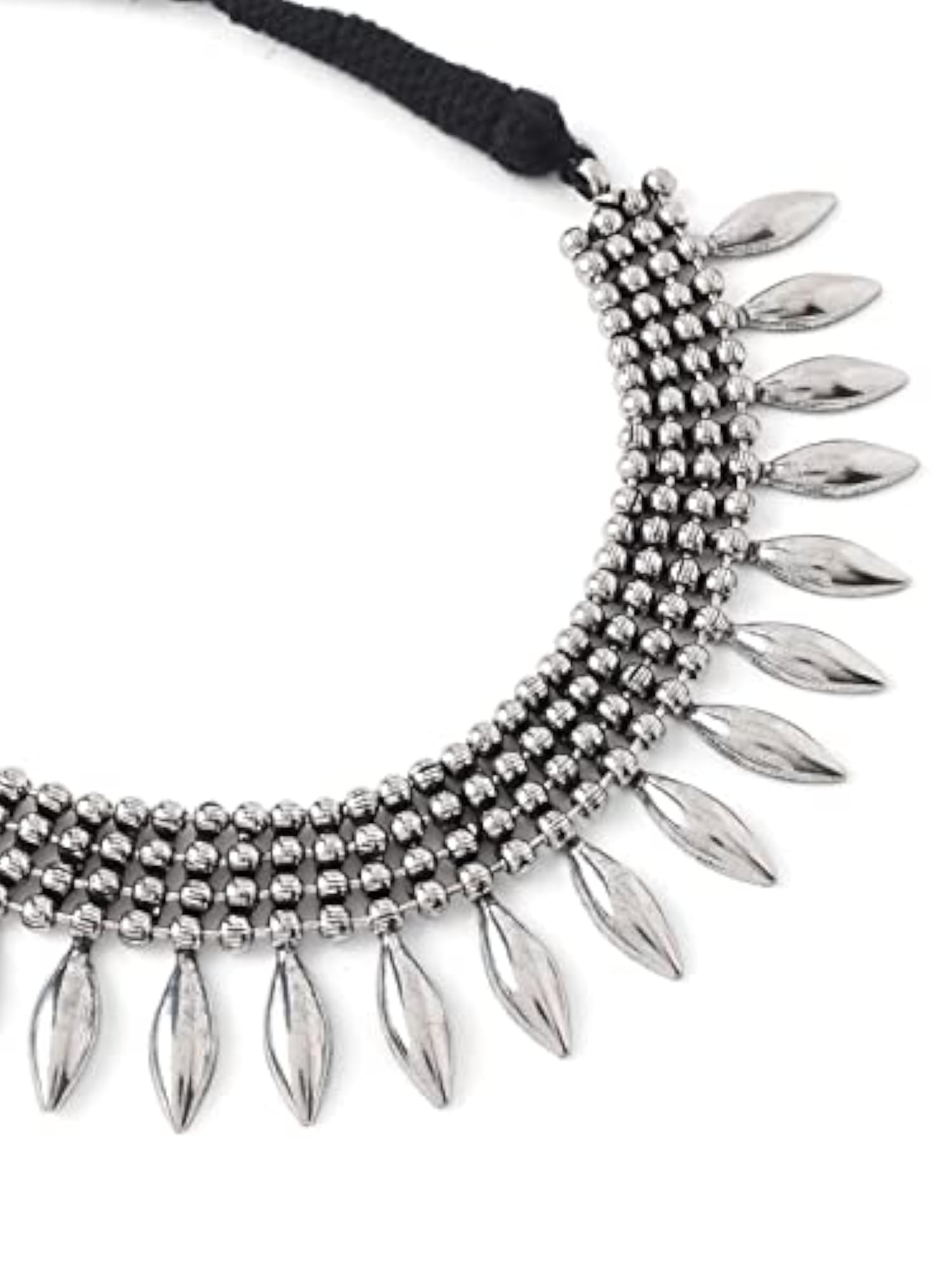 Women's Plated Geometric Choker Necklace Set, Oxidised Style