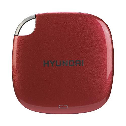 Hyundai 1TB Ultra Portable Data Storage Fast External SSD Candy Apple RED, PC/MAC/Mobile- USB-C/USB-A, Dual Cable Included HTESD1024R