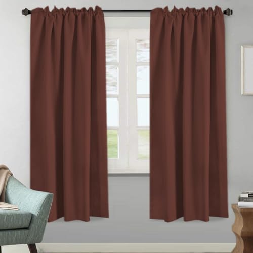 Image of H.VERSAILTEX Blackout Curtains Thermal Insulated Window Treatment Panels Room Darkening Blackout Drapes for Living Room Back Tab /Rod Pocket Bedroom Draperies (2 Panels, Rust, 52 x 72 Inch)