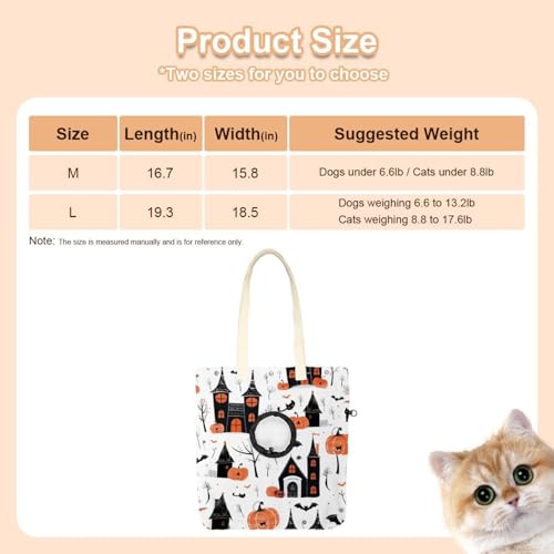 Bolsa portátil para gatos pequeños y perros Castle Pumpkins sin tirones 3