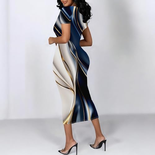 Women's Casual Basic Pencil Dress Fashionable Sexy Short Sleeved African Style Business Wedding S-3XL4