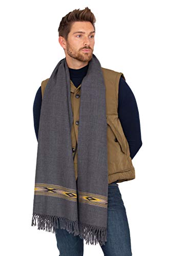 likemary Large Scarf for Men - Winter Scarf - Merino Wool Scarf Men - Blanket Scarf - Travel Blanket - Big Scarf - Meditation Blanket - Ethical Gift for Men - Takhi Charcoal Grey 75 X 200cm