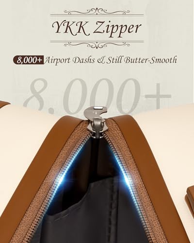 TAKUMI Luggage Sets 5 Piece Lightweight Carry On luggage with Duffel Bag ABS+PC Hardshell Suitcases with YKK zippers Double Spinner Wheels Travel Luggage with TSA Lock(WHITE BROWN, 5 PIECE SET)2