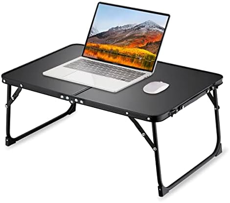 Foldable Laptop Table for Bed, SUVANE Lap Desk Bed Desk, Breakfast Serving Bed Tray, Portable Mini Picnic Table Storage Space Laptop Desk Reading Holder(Black)