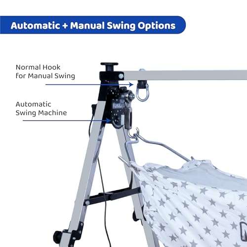 Image of MamaLaps Stainless Steel Automatic Nri Baby Cradles | Ss Folding Autoswing Cradle | Mild Steel Automatic Ghodiyu (Stainless Steel)