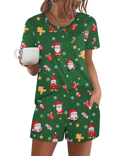 Image of Ekouaer Women's Pajama Sets Short Sleeve Pjs 2 Piece Top and Shorts Sleepwear Comfy Soft Lounge Sets with Pockets