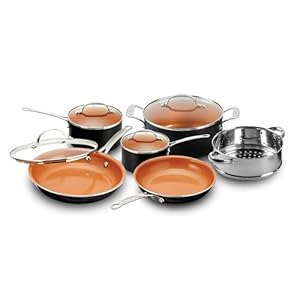 Gotham Steel 10 Piece Pots and Pans Set with Ultra Nonstick Diamond Surface, Includes Frying Pans, Stock Pots, Saucepans & More, Stay Cool Handles, Oven Metal Utensil & Dishwasher Safe, 100% PFOA Free