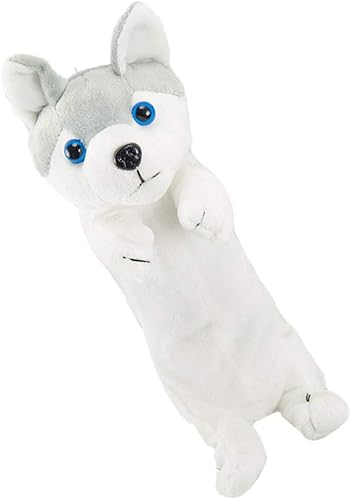 jojofuny Bolsas de lápices con forma de perro, estuche de felpa para bolígrafos, bolsa de almacenamiento para cachorros, caja de lápices de