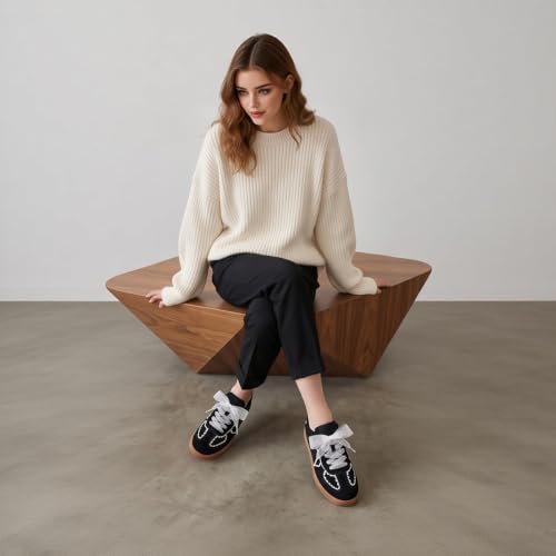 Image of Women's Ribbon Lace-Up Fashion Sneakers Arch Support Tennis Walking Shoes