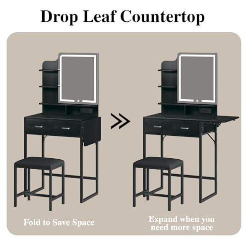 image for ALEXNUTRE Makeup Vanity Desk with Mirror and Lights, Small Vanity with