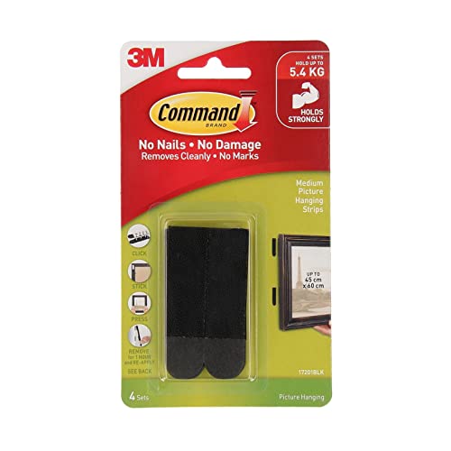Command Black Picture Hanging Strips, 4 pairs (8 strips), Indoor Use, Medium (17201BLK-ES)