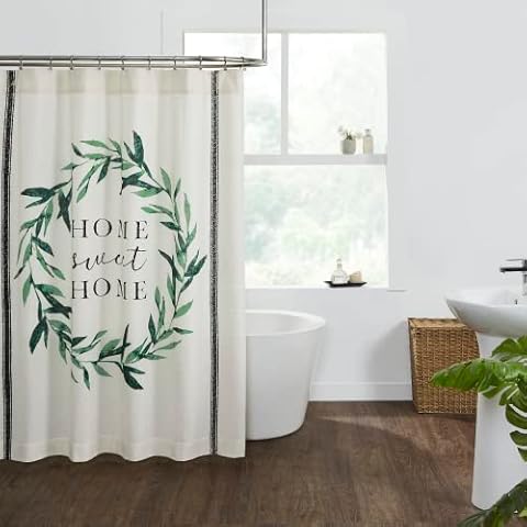 Burlap Antique White Wreath Farmhouse Shower Curtain 72x72 Cover