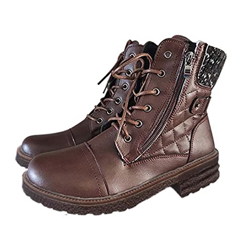 YAOJIWANG Botas Mujer Invierno Rebajas con Tacon Antideslizante Cálido Zapatos Botines Forradas Boots Cordones Comodas Calzado Casuales de Tacón Outdoor Que Caminan Original 35-43 EU