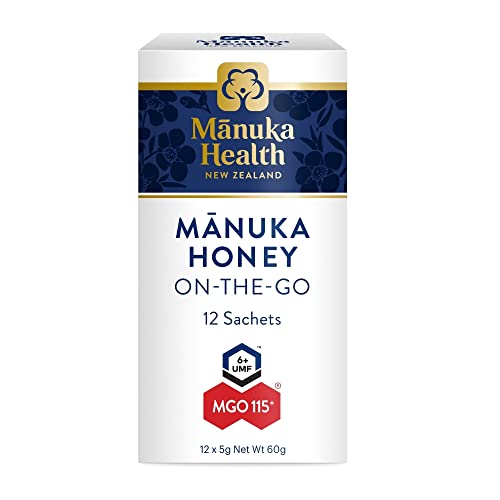 Manuka Health MGO 100+ Manuka Honey 12 Sachets -100 Percent Pure New Zealand Manuka Honey with Methylglyoxal in Sachets for on The Go