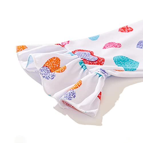 Toddler Girl Dress Love Hearts Print Ruffle Bottom Long Sleeve Casual Dress 3-8Y4