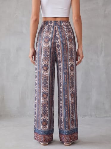 Image of HELLCAT Trousers for Women | Wide Leg Palazzo Pants | Printed High Rise Wide Leg Trouser | Korean Women Casual Vacation Bottom Wear - Pack 1