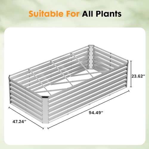 Image of NEWBULIG Galvanized Raised Garden Bed Outdoor, 8x4x2ft 2 Pack Metal Planter Box for Gardening, Rust-Resistant Rectangular Raised Flower Bed for Vegetables Flowers Herbs, Open Bottom, Easy Assembly