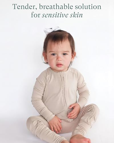 Baby Long Sleeve Romper Jumpsuit, Premium Soft Rayon One Piece Pajamas Boy Girl 2-Way Zipper Coverall Sleeper3