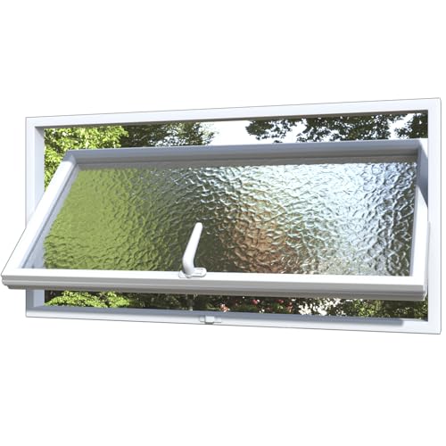 Fenêtre rectangulaire en métal - Pivote à 360° - Avec verre de sécurité et poignées - Fenêtres encastrées pour la ventilation - Remplacement pour salle de bain, cuisine, salon, cave (WHITE-A80 × 40)