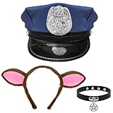 [Yi-gog] ポリス 帽子3点セットポリス 帽子 うさぎ耳ヘアバンド ポリスハット コスチューム用小物 コスプレ なりきり 警官小物 子供 大人 男女共用 撮影小道具