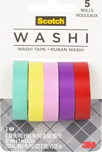 Image of Scotch Washi Tape, Tropical Design, 5 Rolls, Great for Bullet Journaling, Scrapbooking and DIY Decor (C1017-5-P2)