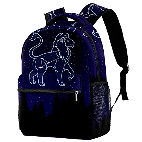 Sac à dos de voyage lion et étoile avec poche filet latérale