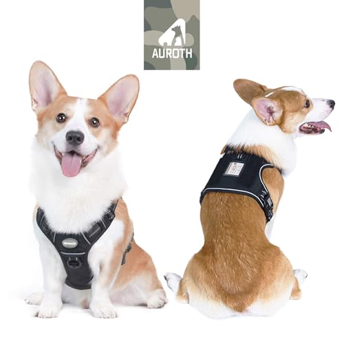 Image of AUROTH Tactical Harness for Small Medium Dogs No Pull Adjustable Pet Harness Reflective K9 Working Training Easy Control Vest Military Service Dog Harnesses Black M