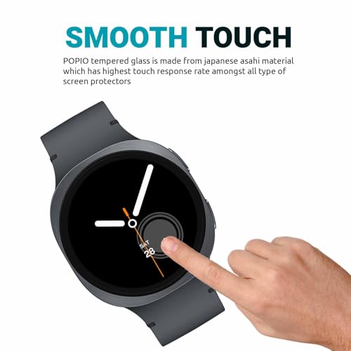 Image of POPIO Military-Grade Gorilla Tempered Glass for Samsung Galaxy Watch 8 (44mm) (1.4 inch inch), Pack of 2