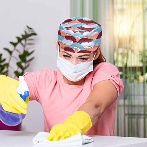 Chapeaux de travail respirants JDEZ à motif d'éventail pour hommes et femmes en lot de 2 - 6