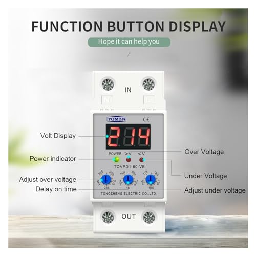 Relé protector con botón de ajuste rápido y pantalla digital para cortes de luz y sobretensión 6