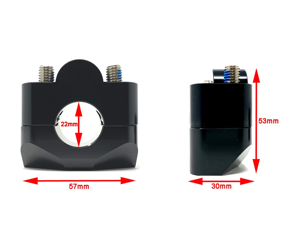 Motorradlenkererhöhung, schwarze Klemmen für 22 mm Lenker, 20 mm Erhöhung