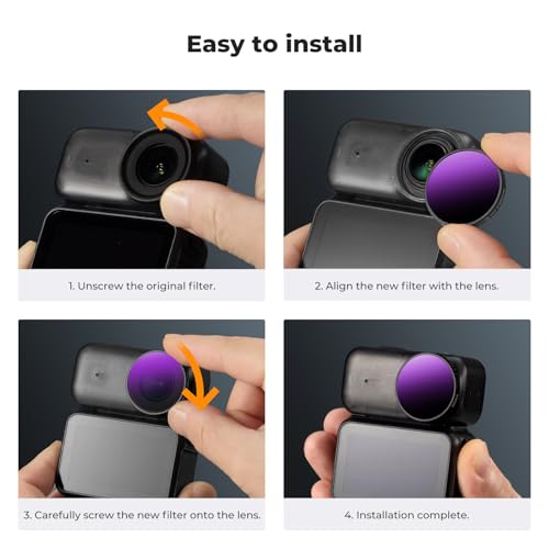 Image of K&F CONCEPT ND Filter Set Compatible with DJI Osmo Nano Vlogging Camera, 4 Pack Multicoated HD Optical Glass ND8 ND16 ND32 ND64 Filters, Action Camera Lens Accessories