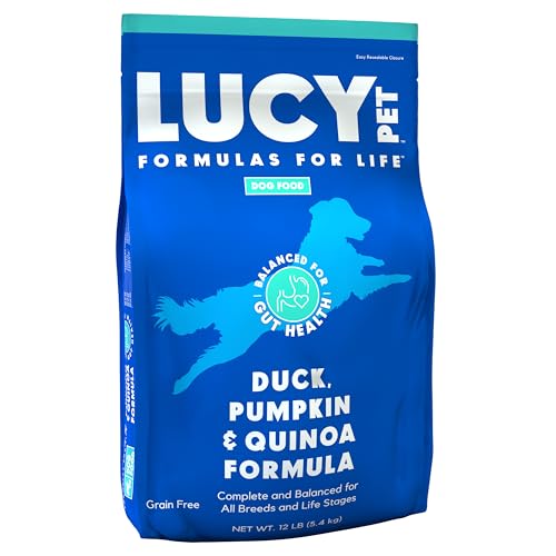 Lucy Pet Products Formulas for Life Duck Pumpkin & Quinoa Dry Dog Food All Life Stages Digestive Health Sensitive Stomach and Skin 12lb bag