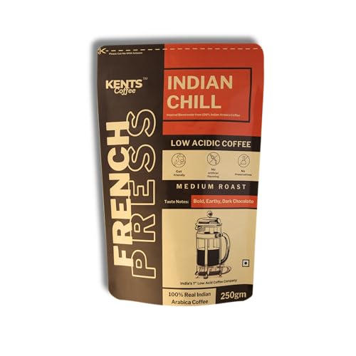 Image of Kents Coffee Indian Chill French Press Grind | Bold Dark Chocolate and Earthy Tones | Rich, Non-Bitter Coffee Experience (100Gm)