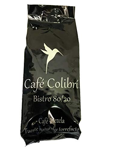 CAFÉ COLIBRI en grano, mezcla Robusta Natural 80% y Torrefacto 20%. Tostado artesanal, 1 kg.  ESPECIAL BARES