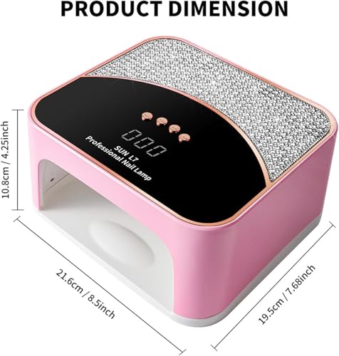 Image of COSTICA | 268W Led Uv Nail Lamp Gel Nail Light Uv Dryer with 4 Timers | Professional Quick Curing Lamp | Nail Art Tools with Rhinestone | (White,Pink)