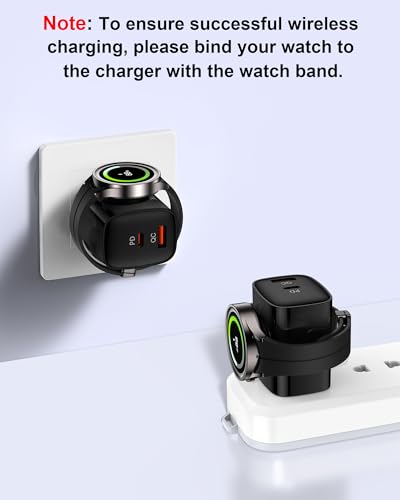 Image of Samsung Galaxy Watch8 Charger, 3 in 1 Wireless Charging Cube for Galaxy Watch Ultra 8 Classic 7 6 5, Double Port USB C + USB A Fast Charger Wall Plug Power Block for Samsung A17 A16 A15 A36 S26-Black