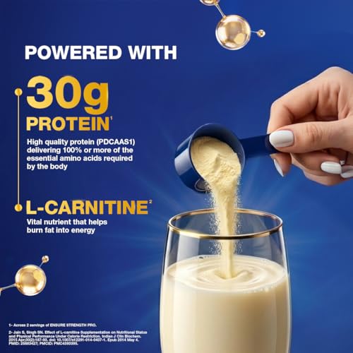 Image of Ensure Strength Pro | High Protein Nutritional Drink for Adults | Rich Chocolate (400g) | 30g Protein, Low GI, Gluten Free | L-Carnitine| No Artificial Flavors | Scientifically formulated with Power of 7- Muscles, Bones, Heart, Immune System, Metabolic System, Nervous system, Blood Cells health