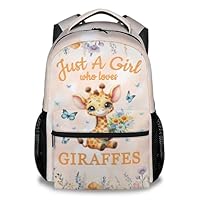 PUREGIFTS Cute School Backpack for Kids - 17 Inch Giraffe Pattern Backpacks - Fashion Print Bookbag for Girls School