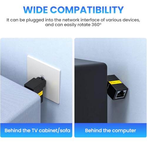 Image of ZORBES 2Pcs RJ45 Rotatable Ethernet Adapters, RJ45 Male to Female 1000Mbps Network Adapter, 90 /180 Swivel Design, Universal Compatible with CAT6 / CAT5E / CAT5, Supports 250MHz Bandwidth