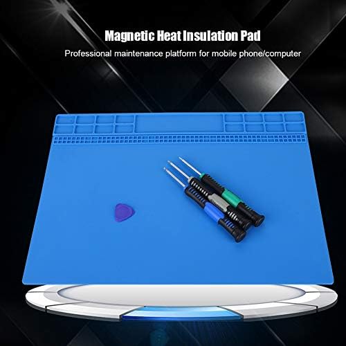 Zerone 350MM x 250MM Large Soldering Mat Anti-Static Silicone Pad 500℃ Heat Insulation Work Station Pad for BGA Soldering Iron Electronics PC (Dark Blue)
